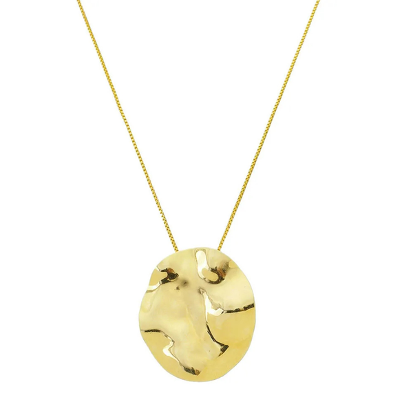 Colar com pingente orgânico folheado em ouro 18K