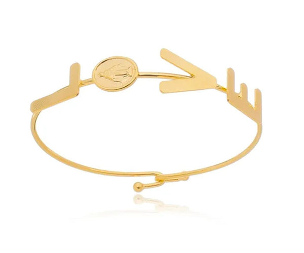Bracelete Love com medalha de Nossa Senhora das Graças folheado