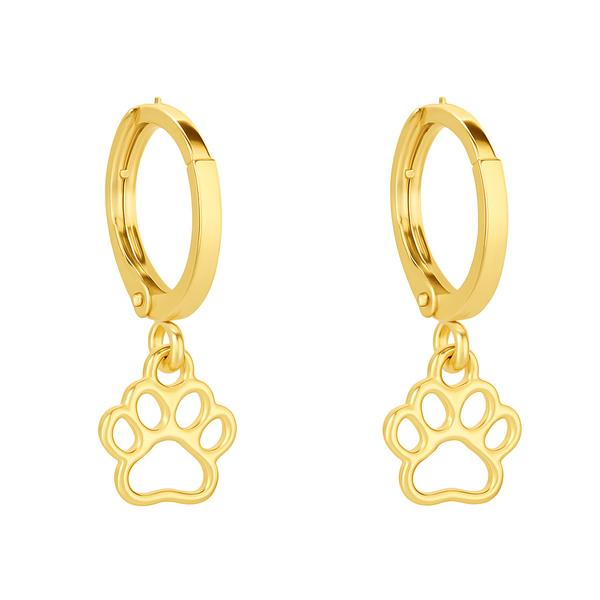 Brinco de patinha pendurada vazada folheado em ouro 18K