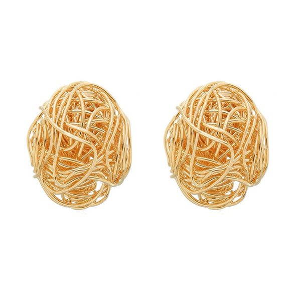 Brinco de bola aramado prata e dourado folheado