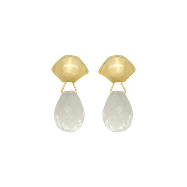 Brinco Dourado com Gota de Cristal
