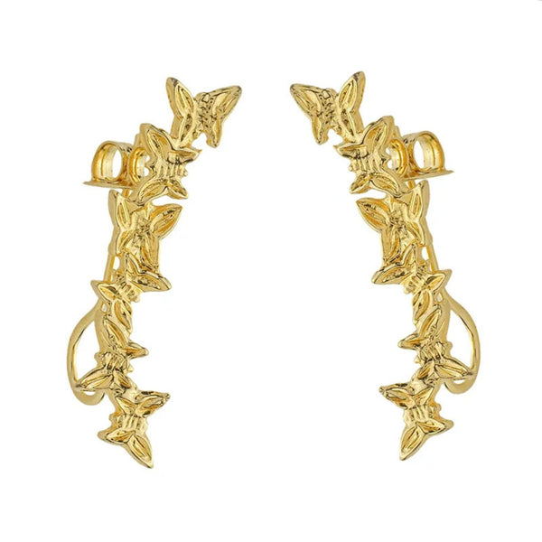 Brinco Ear Cuff de Borboletas folheado