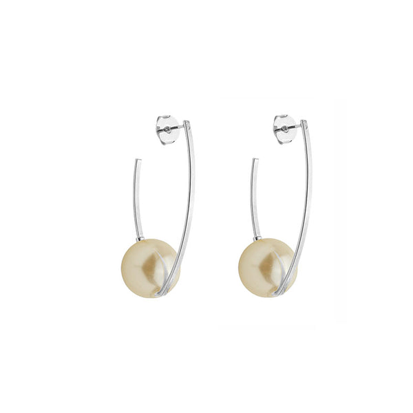 Brinco argola com Pérolas dourado e prata folheado