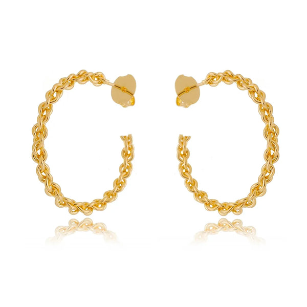 Brinco argola de corrente folheada em ouro 18K