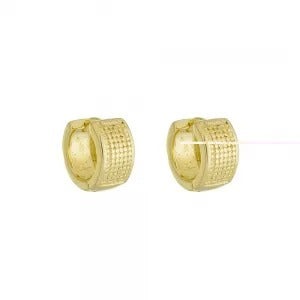 Brinco argolinha com detalhes diamantados folheado