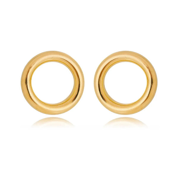 Brinco circulo vazado folheado em ouro 18K