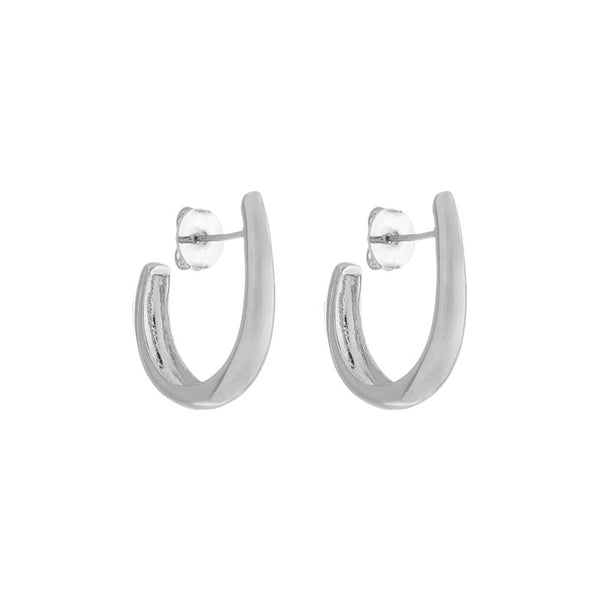 Brinco de argola liso oval prata e dourado folheado