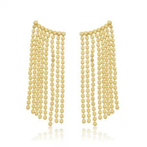 Brinco de franja ear cuff com fios lisos folheado
