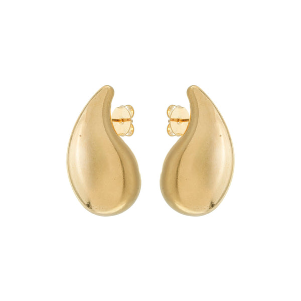 Brinco de gota grande  liso dourado e prata folheados