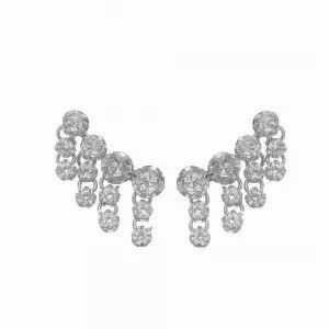 Brinco ear cuff folheado com zircônia