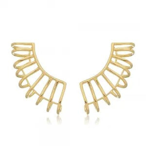 Brinco ear cuff com fios lisos folheado