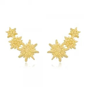 Brinco ear cuff com três estrelas folheado