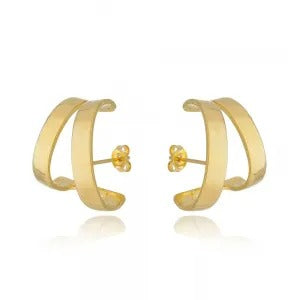 Brinco ear hook com frisos folheado