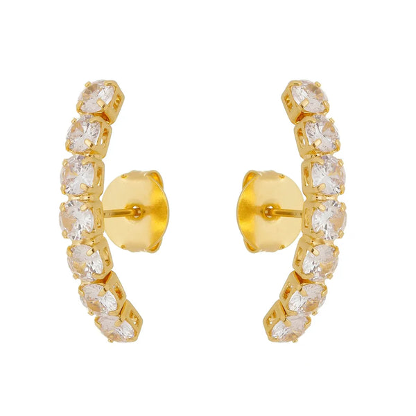 Brinco ear hook cravejado com zircônia folheado em ouro 18K