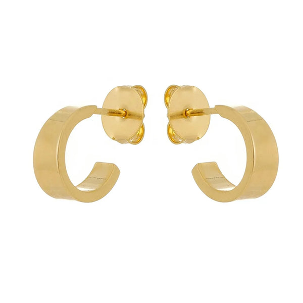 Brinco meia argola pequena lisa folheado em ouro 18k