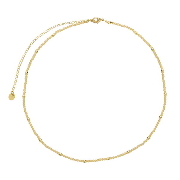 Choker de espinélio amarelo intercaladas por bolinhas de metal