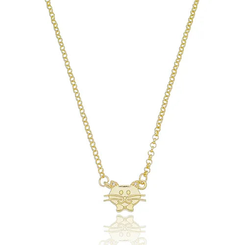 Colar corrente de gatinho com micro zircônias folheado em ouro 18K