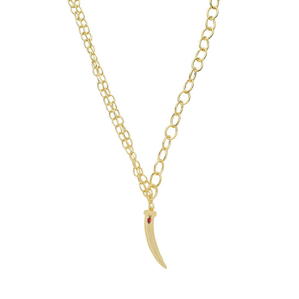 Colar de Elos com Dente de Sabre folheado
