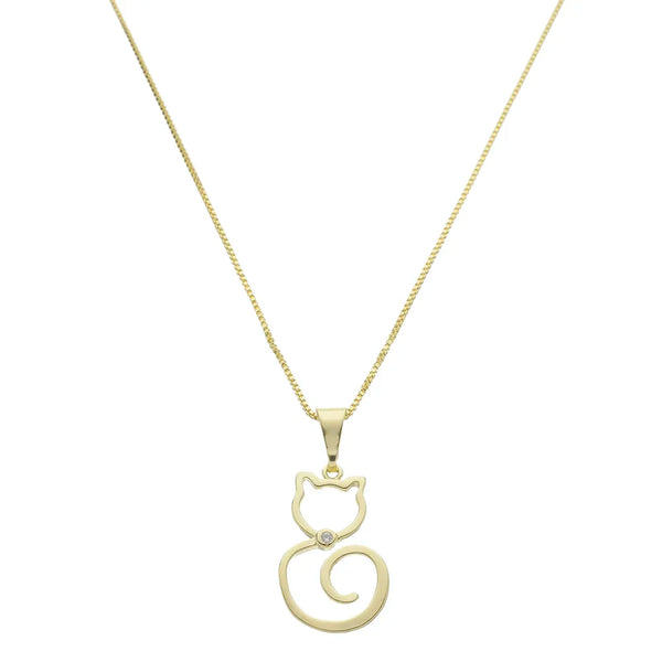Colar de gatinho com zircônia cravejada folheado em ouro 18K