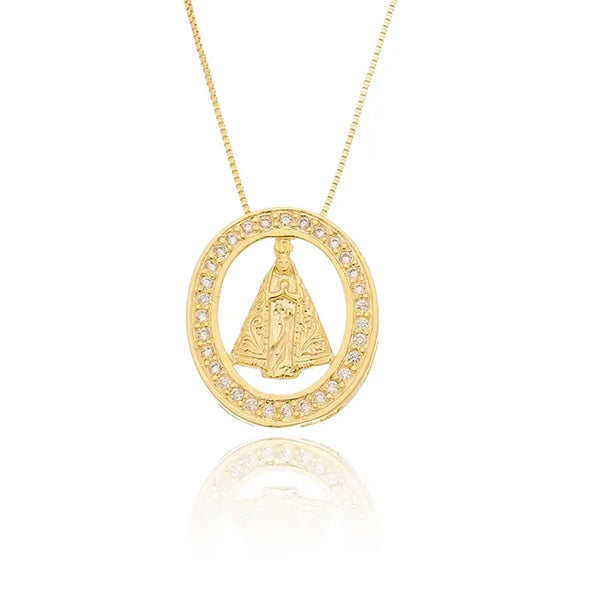 Colar de Nossa Senhora Aparecida folheado em ouro 18K