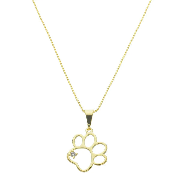 Colar de patinha vazada com zircônia cravejada folheado em ouro 18K