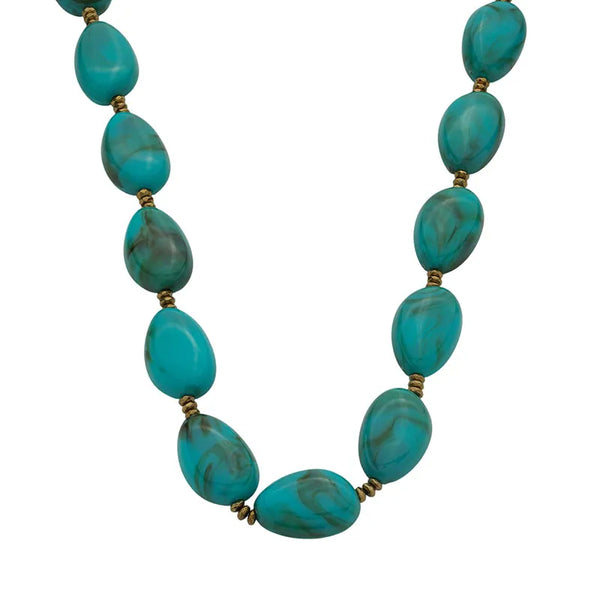 Colar de Resina Turquesa e Dourado 