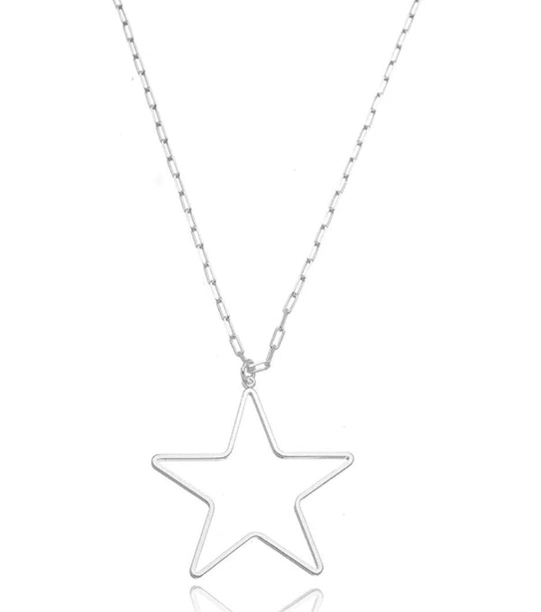 Colar longo estrela folheado