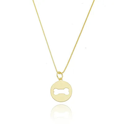 Colar com medalha de ossinho folheado em ouro 18K