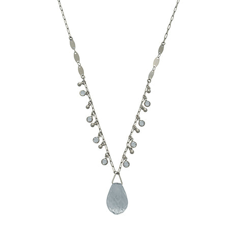 Colar Metal com pingente de gota cristal folheado