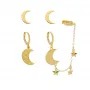 Conjunto de brincos de lua ear line folheado