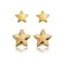 Conjunto de brincos estrelas lisas folheados