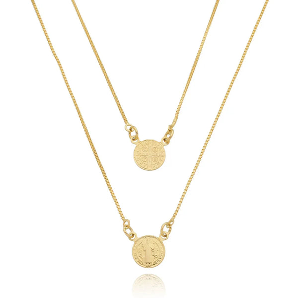 Escapulário de São Bento folheado em ouro 18K