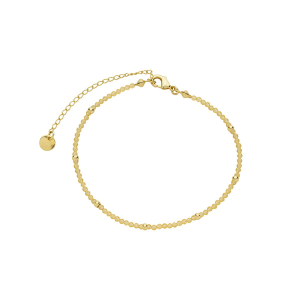 Pulseira de espinélio amarelo intercaladas por bolinhas de metal