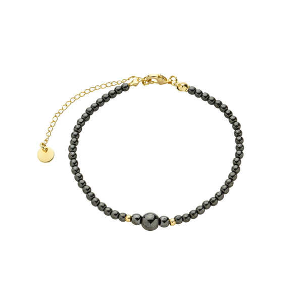 Pulseira de hematita com pedra hematita maior ao meio