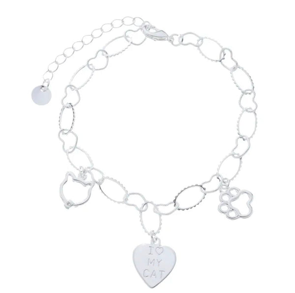Pulseira I love my cat folheada