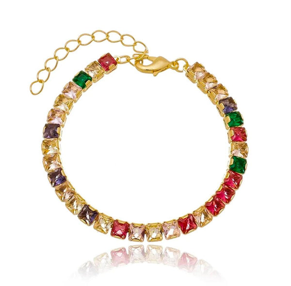 Pulseira Riviera colorida folheada
